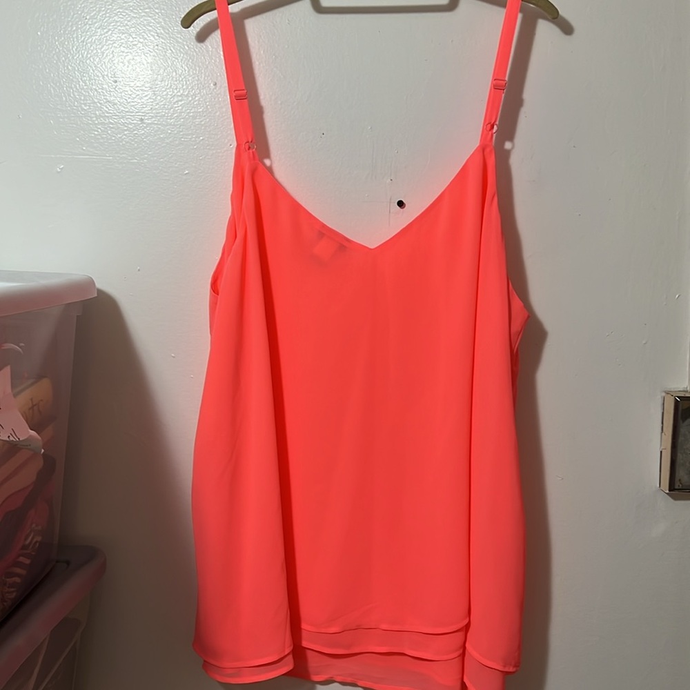 NWOT Torrid size 3 neon coral Sophie chiffon double layer cami - Picture 3 of 6